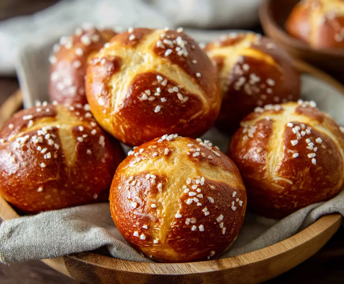 Delicious soft pretzel buns perfect for burgers and sandwiches.