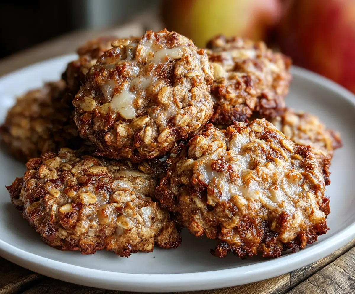 Healthy Apple Cinnamon Cottage Cheese Breakfast Cookies on a plate, showcasing a delicious homemade snack.