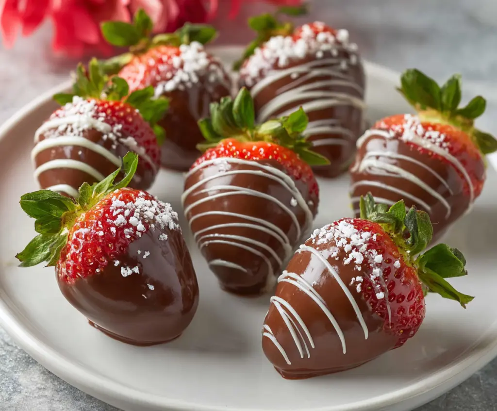 Delicious chocolate-covered strawberries with a glossy finish for a decadent dessert
