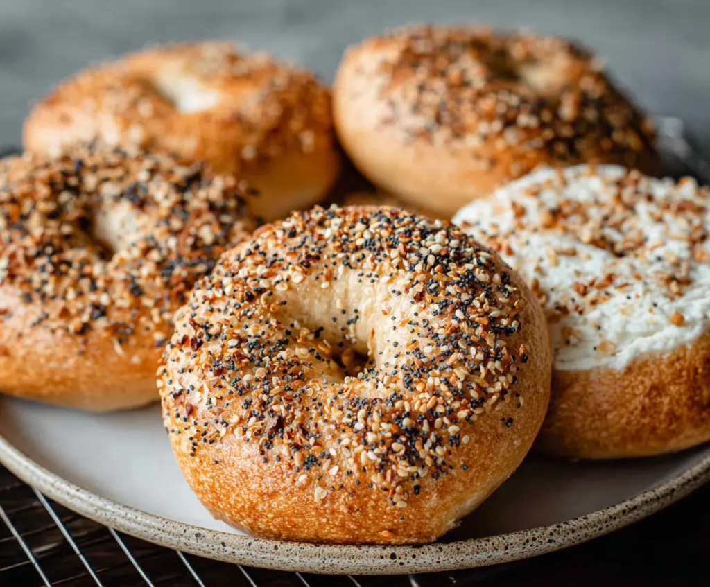 Delicious homemade overnight sourdough bagels fresh out of the oven.