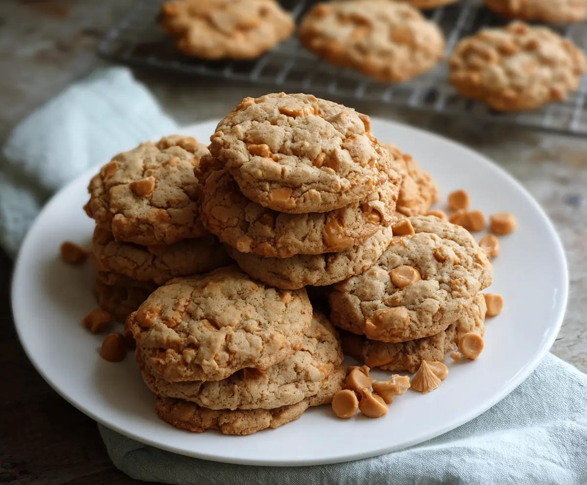 Delicious sourdough butterscotch cookies fresh out of the oven with golden-brown edges.