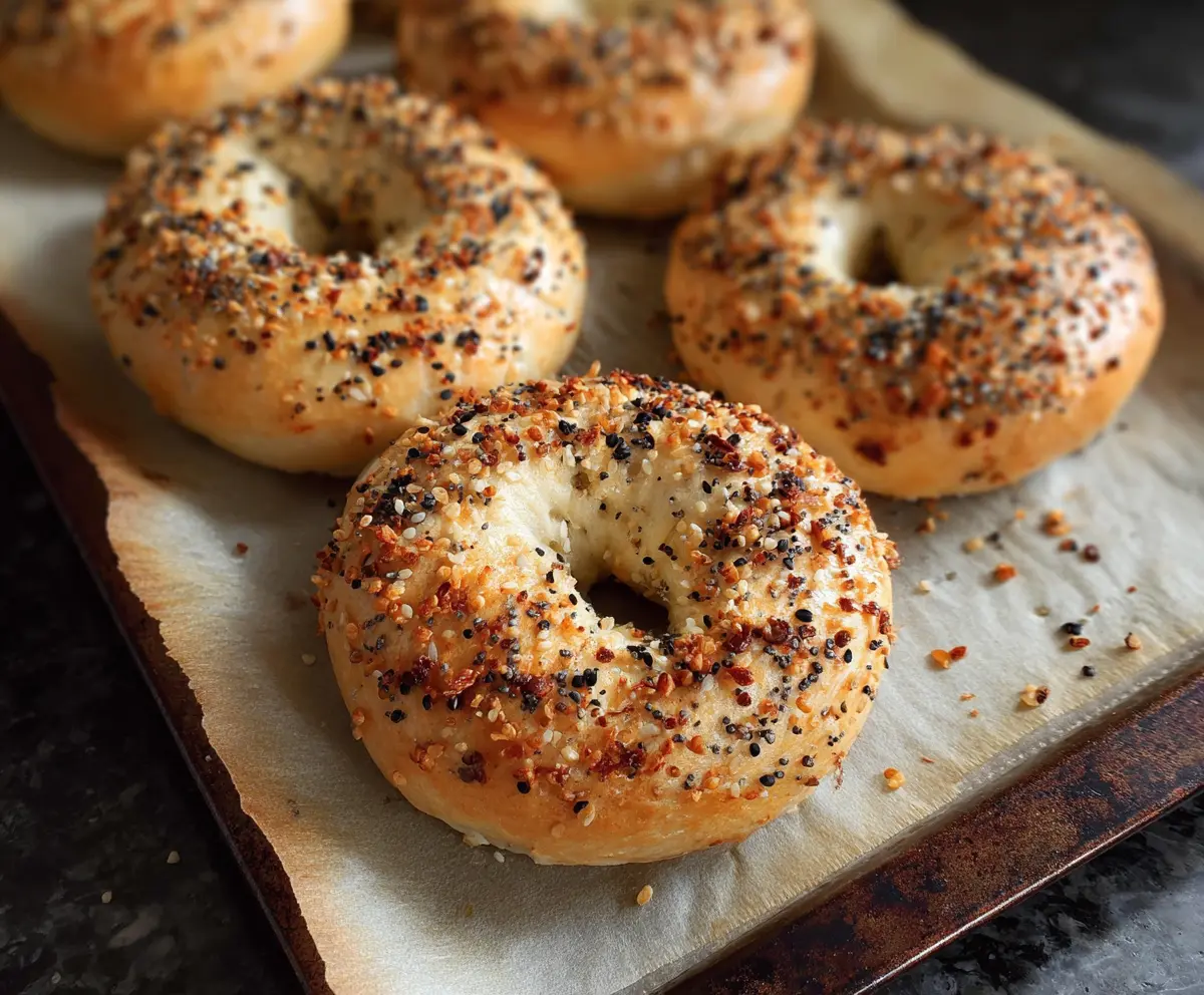 Delicious vanilla Greek yogurt bagels on a plate, perfect for breakfast or a snack.