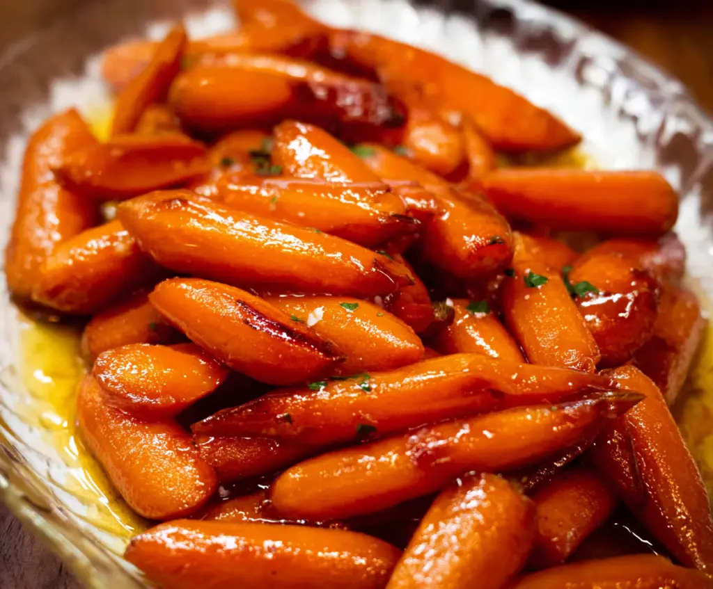 Delicious candied carrots glazed with sugar, perfect for a sweet side dish.