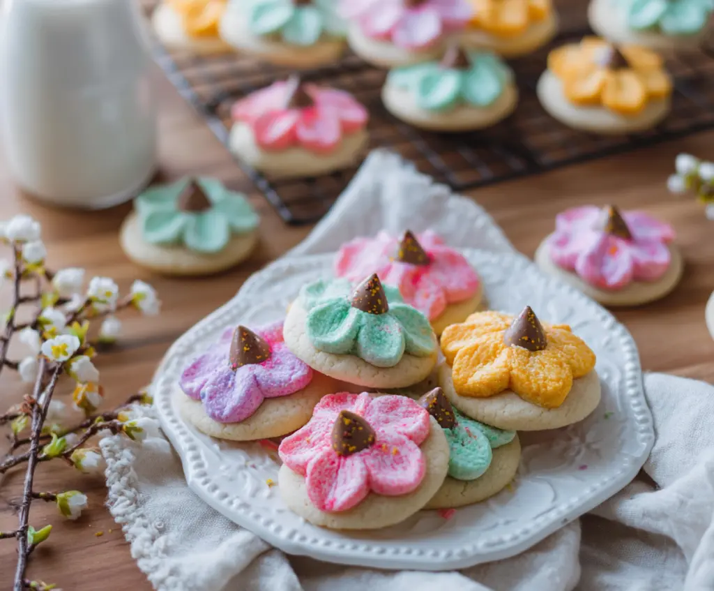 Easter Blossom Cookies with colorful icing and floral decorations perfect for spring celebrations