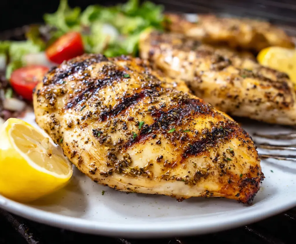 Delicious grilled lemon pepper chicken served on a plate, perfect for a flavorful meal.