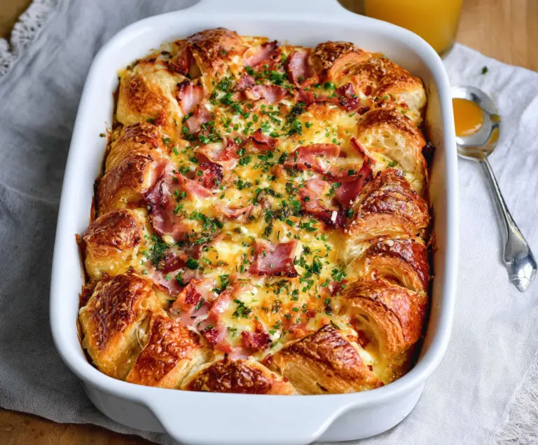 Ham And Cheese Croissant Brunch Bake