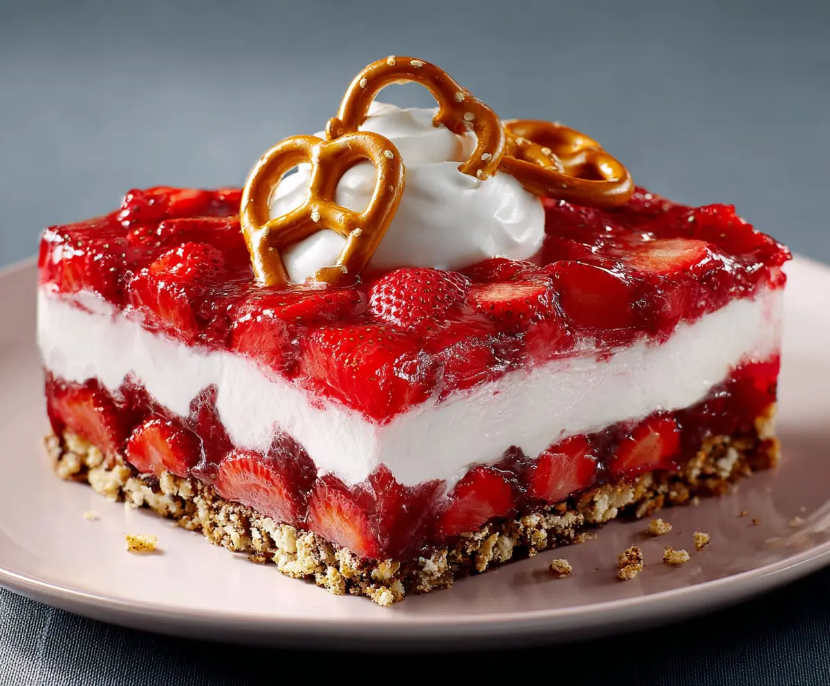 Delicious Strawberry Pretzel Dessert with fresh strawberries and creamy layers