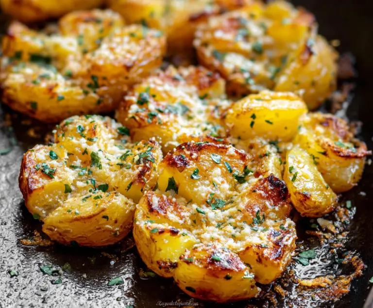 Crispy Garlic Butter Parmesan Smashed Potatoes