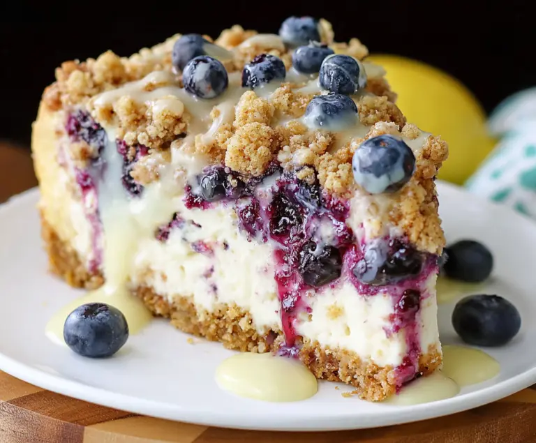 Lemon Blueberry Crumble Cheesecake