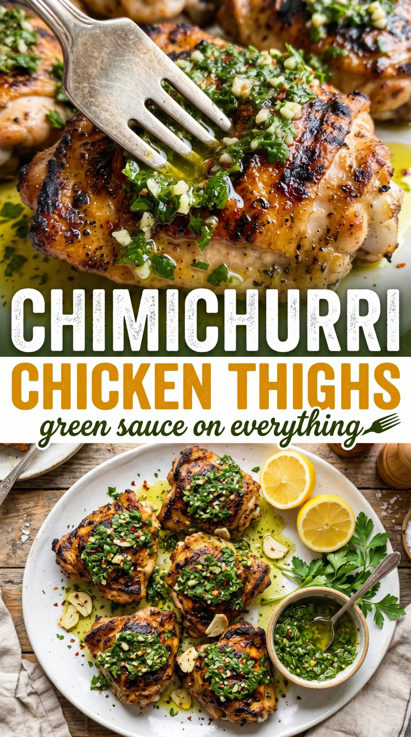 Chimichurri chicken thighs charred herby garlicky