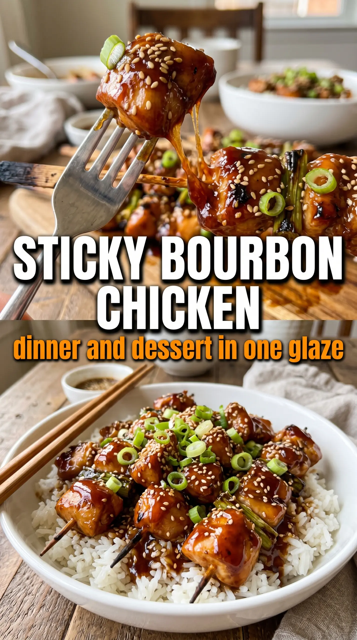 Sticky Bourbon Chicken Skewers caramelized glossy grilled