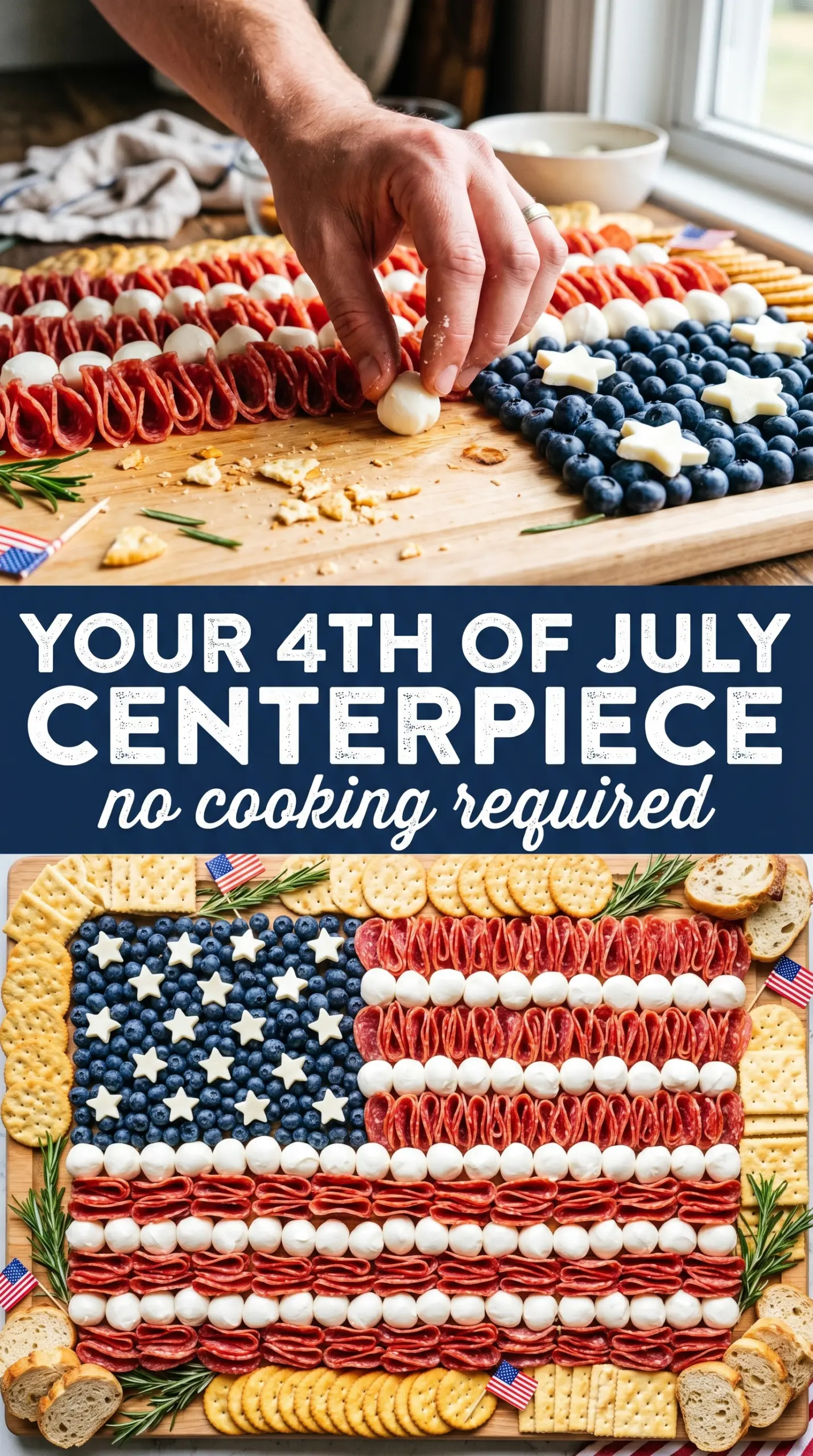 American Flag Charcuterie Board patriotic red white blue
