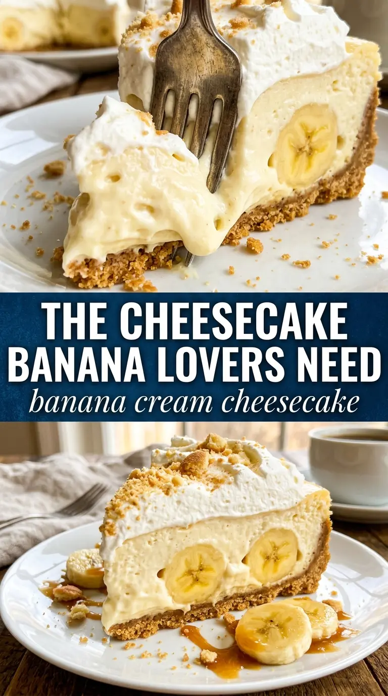 Banana Cream Cheesecake creamy banana pudding-style
