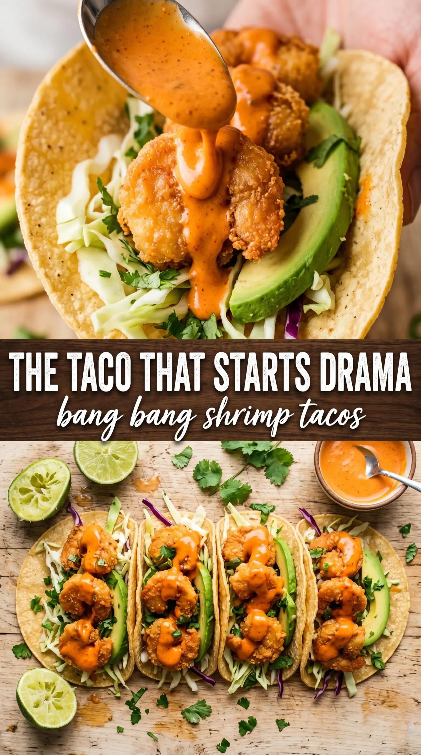 Bang Bang Shrimp Tacos crispy spicy glossy