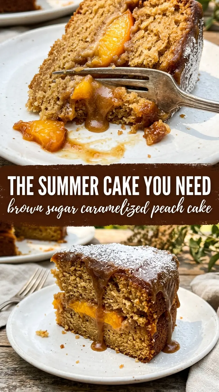 Brown Sugar Peach Cake golden caramelized peach slices