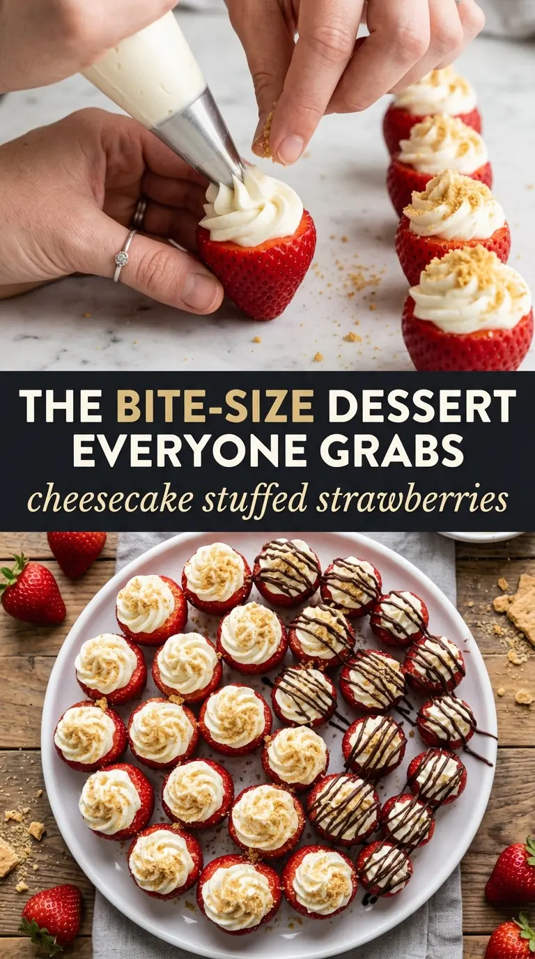 Cheesecake Stuffed Strawberries creamy piped dessert