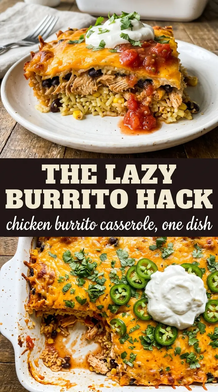 Chicken Burrito Casserole cheesy layered bake