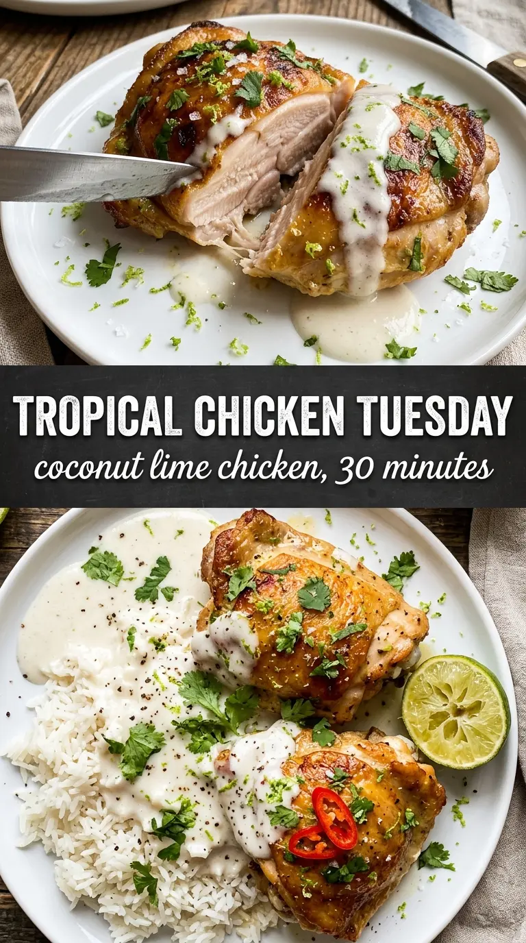 Coconut lime chicken creamy golden, citrusy, skillet