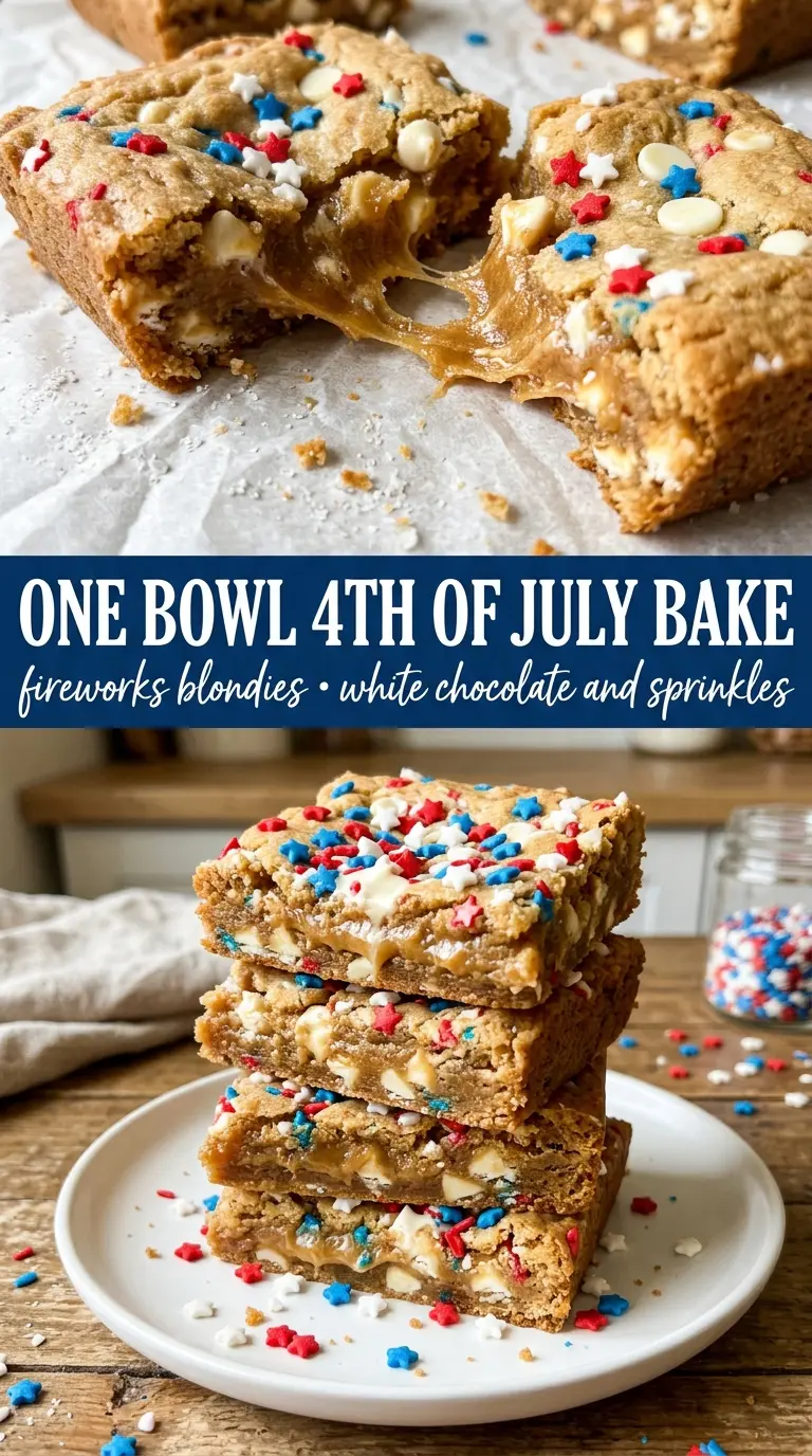 Fireworks Blondies red white blue chewy sprinkle blondies