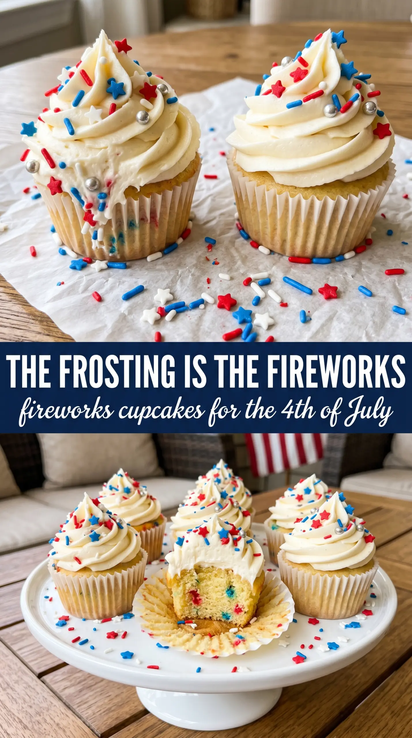 Fireworks Cupcakes patriotic buttercream star sprinkles