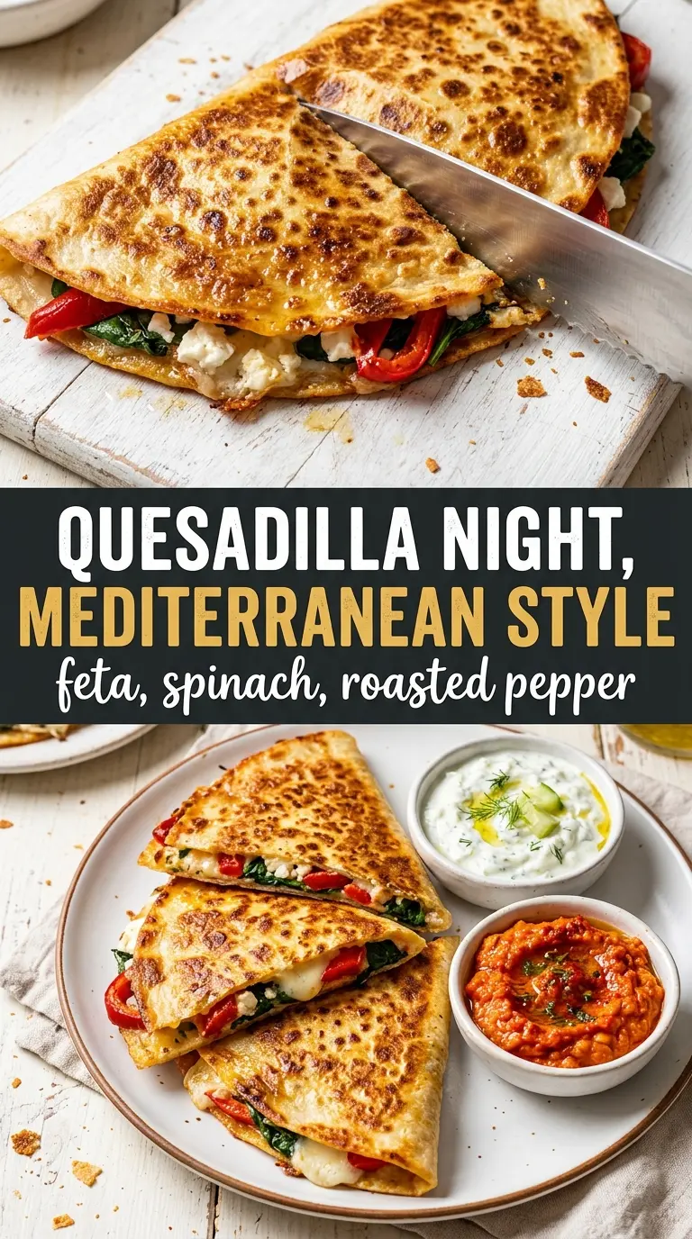 Mediterranean Quesadillas crispy cheesy spinach