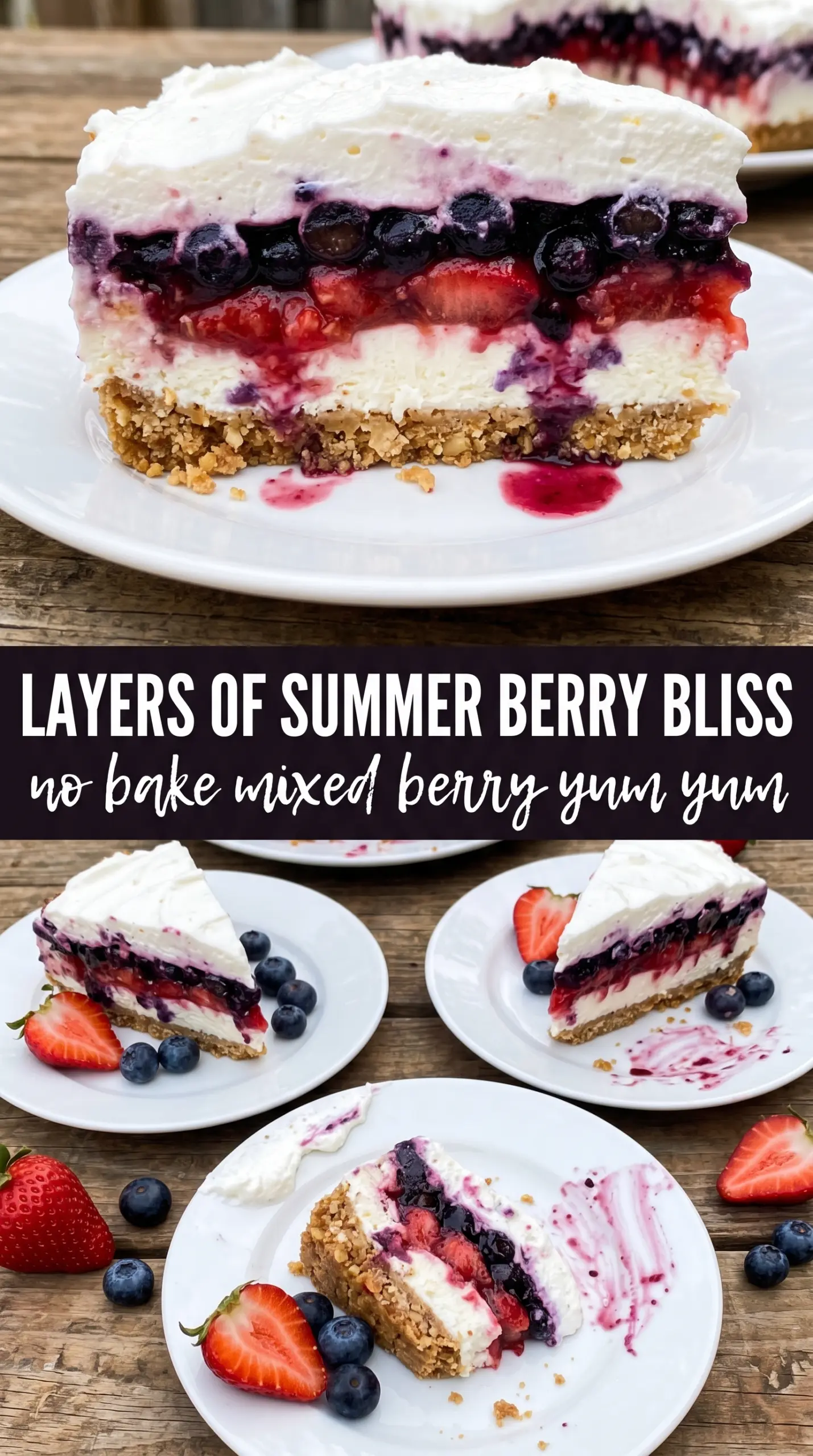 Red, White and Blue Mixed Berry Yum Yum creamy berry layered dessert