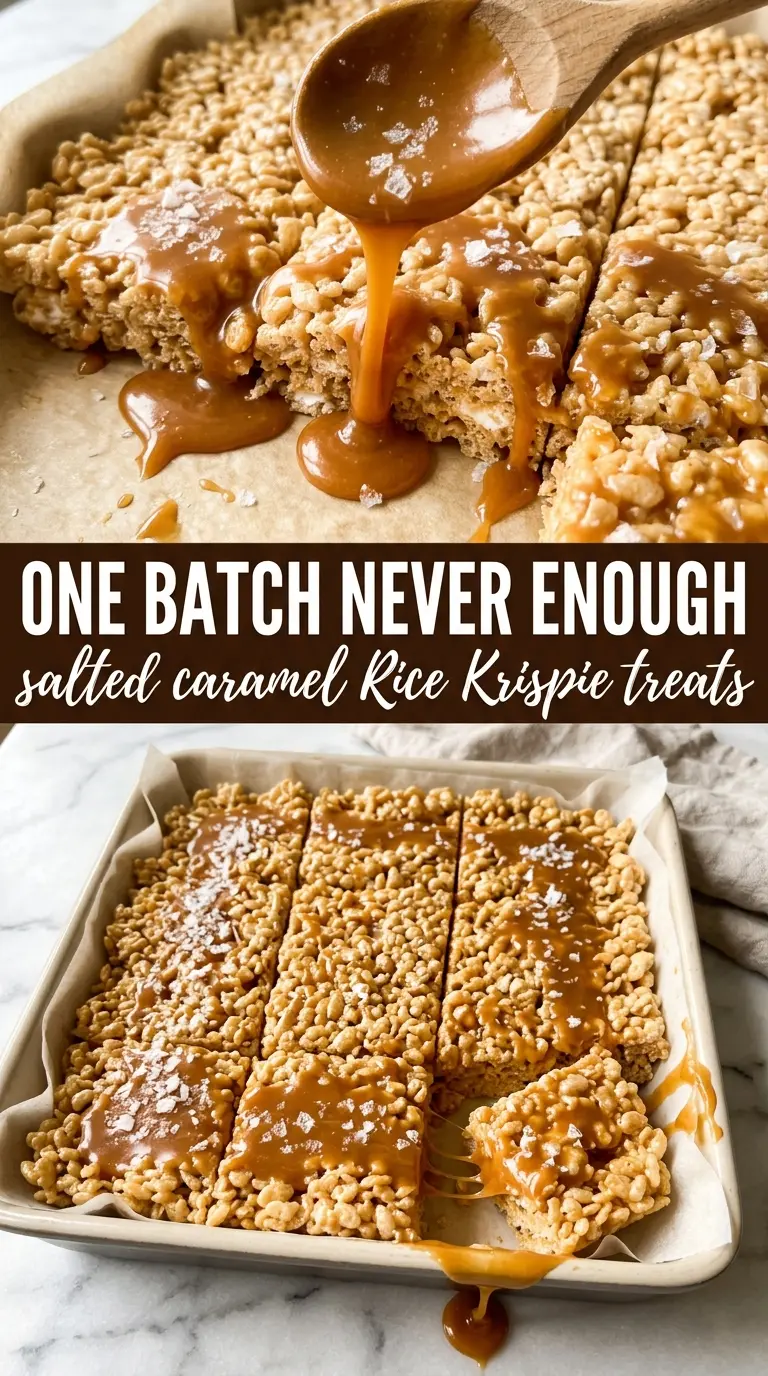 Salted Caramel Rice Krispie Treats gooey caramel chewy