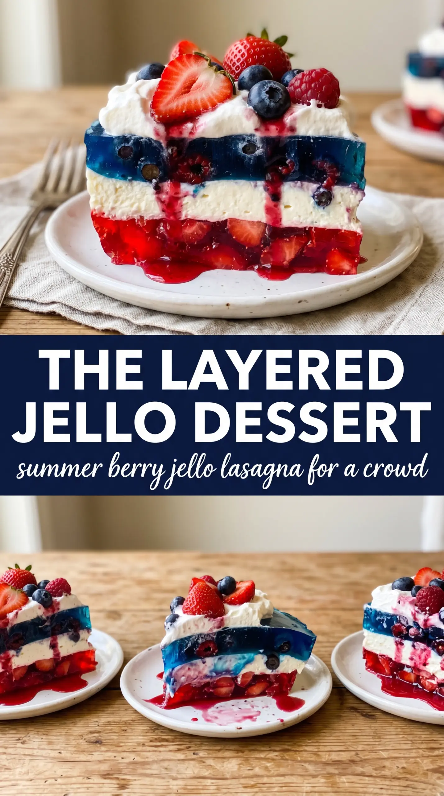 Summer Berry Jello Lasagna red white and blue layers