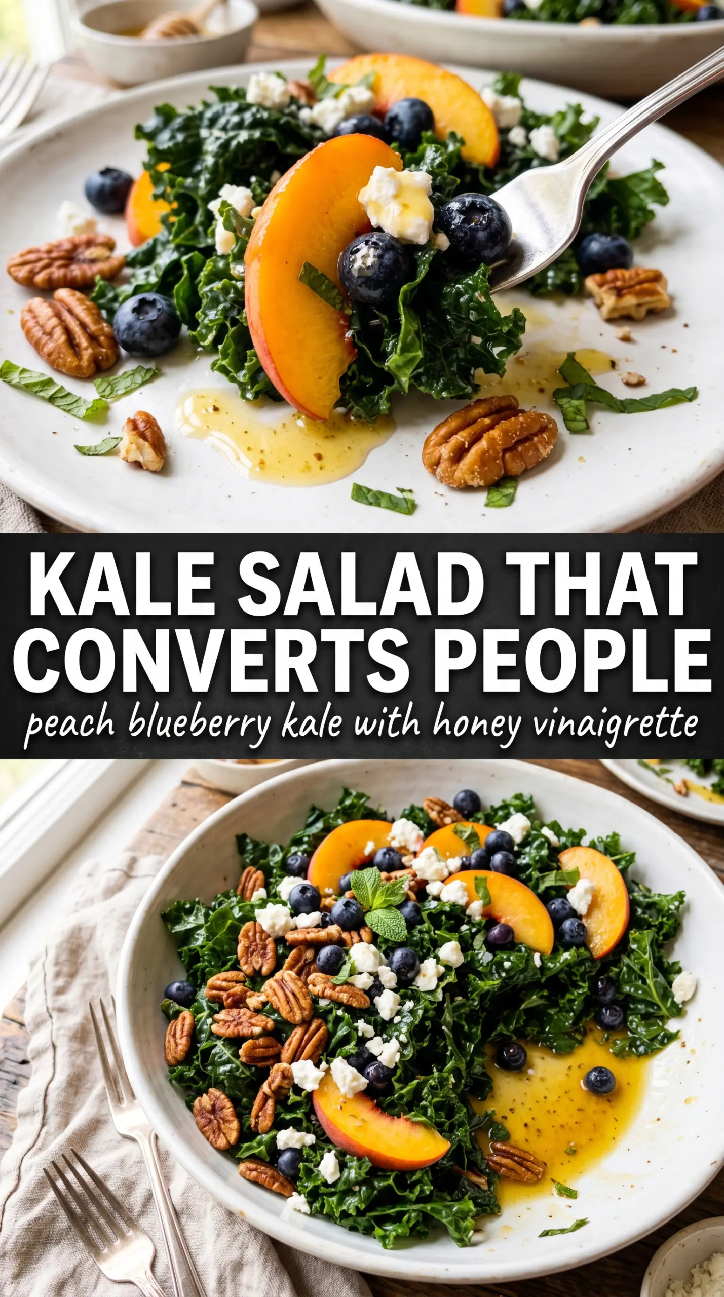Summer Peach Blueberry Kale Salad fresh juicy vibrant