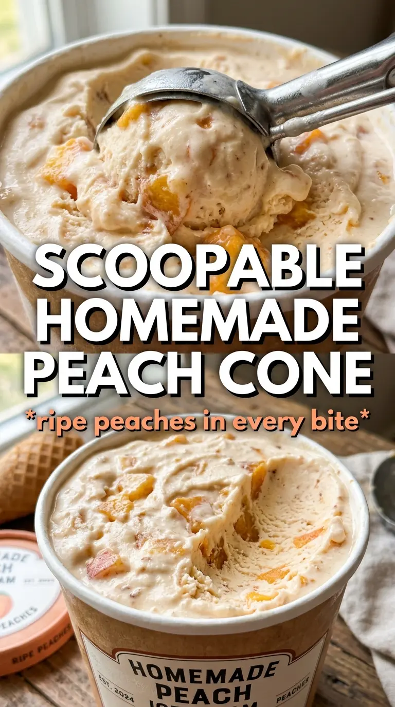 Homemade Peach Ice Cream creamy peach chunks