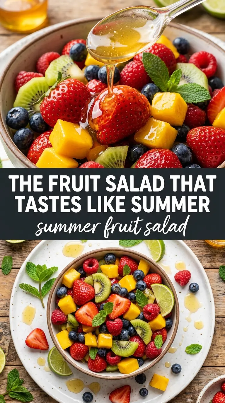 Summer fruit salad colorful honey-lime
