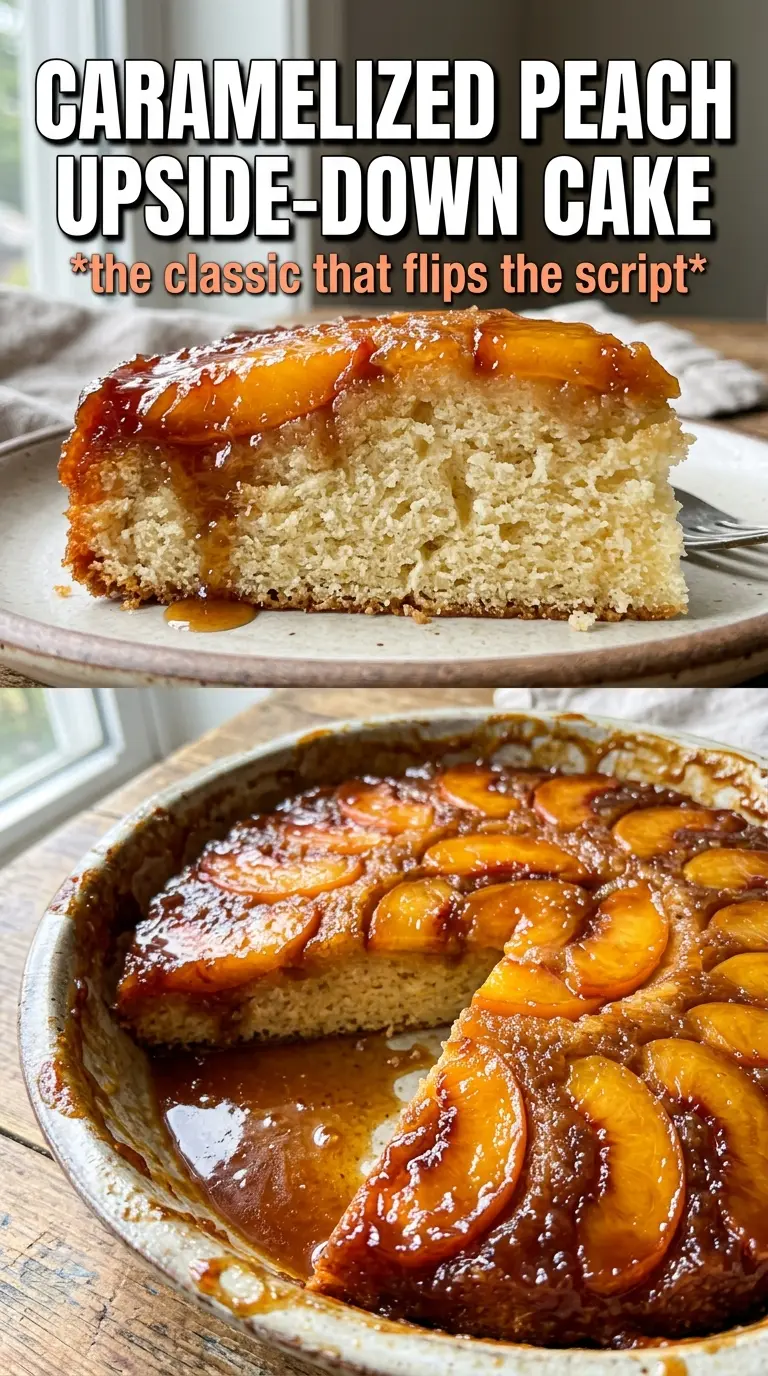 Peach Upside-Down Cake caramelized peach golden