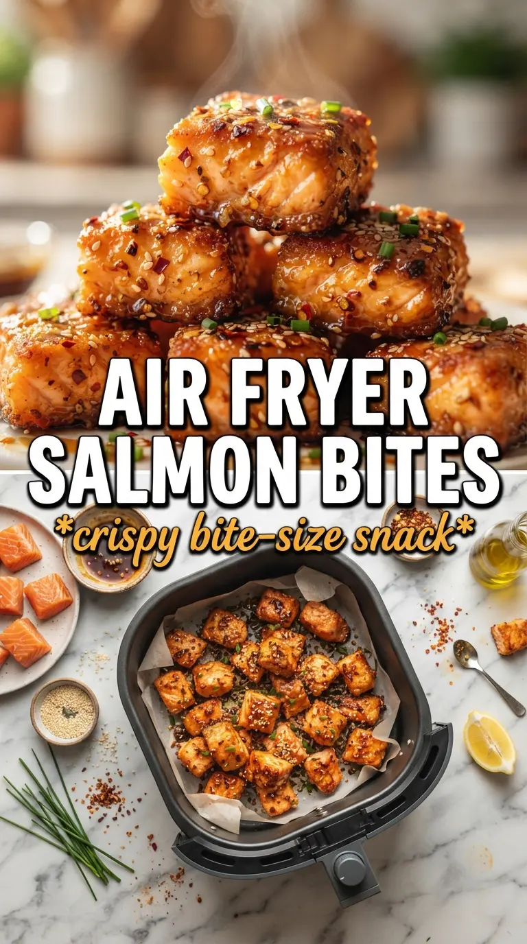 Air fryer salmon bites crispy glazed