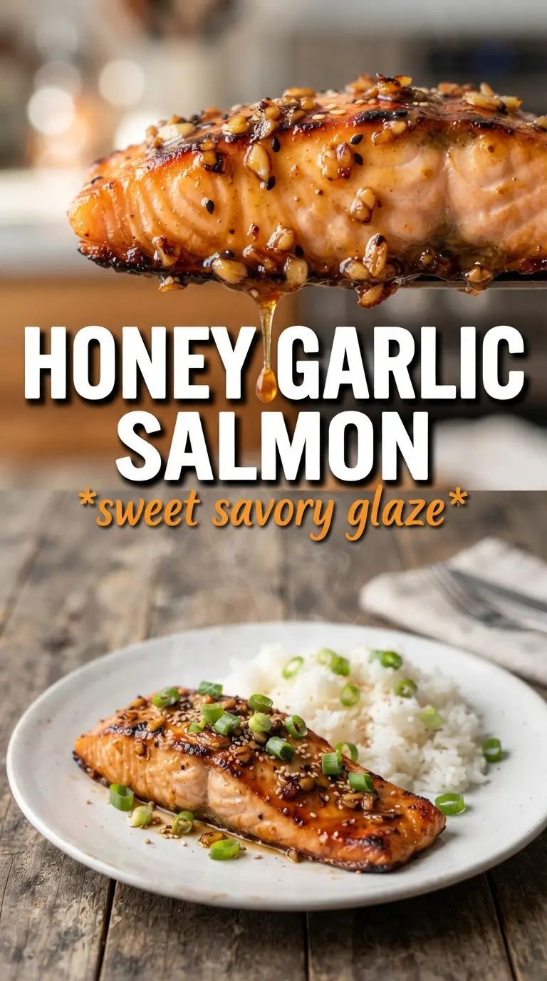 Honey Garlic Salmon sticky glazed, caramelized