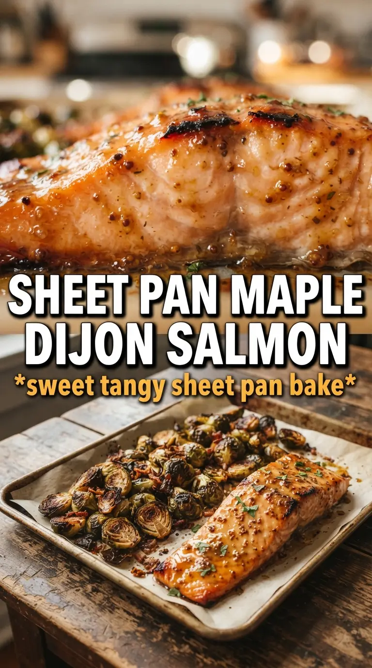 Sheet Pan Maple Dijon Salmon caramelized glazed salmon roasted vegetables